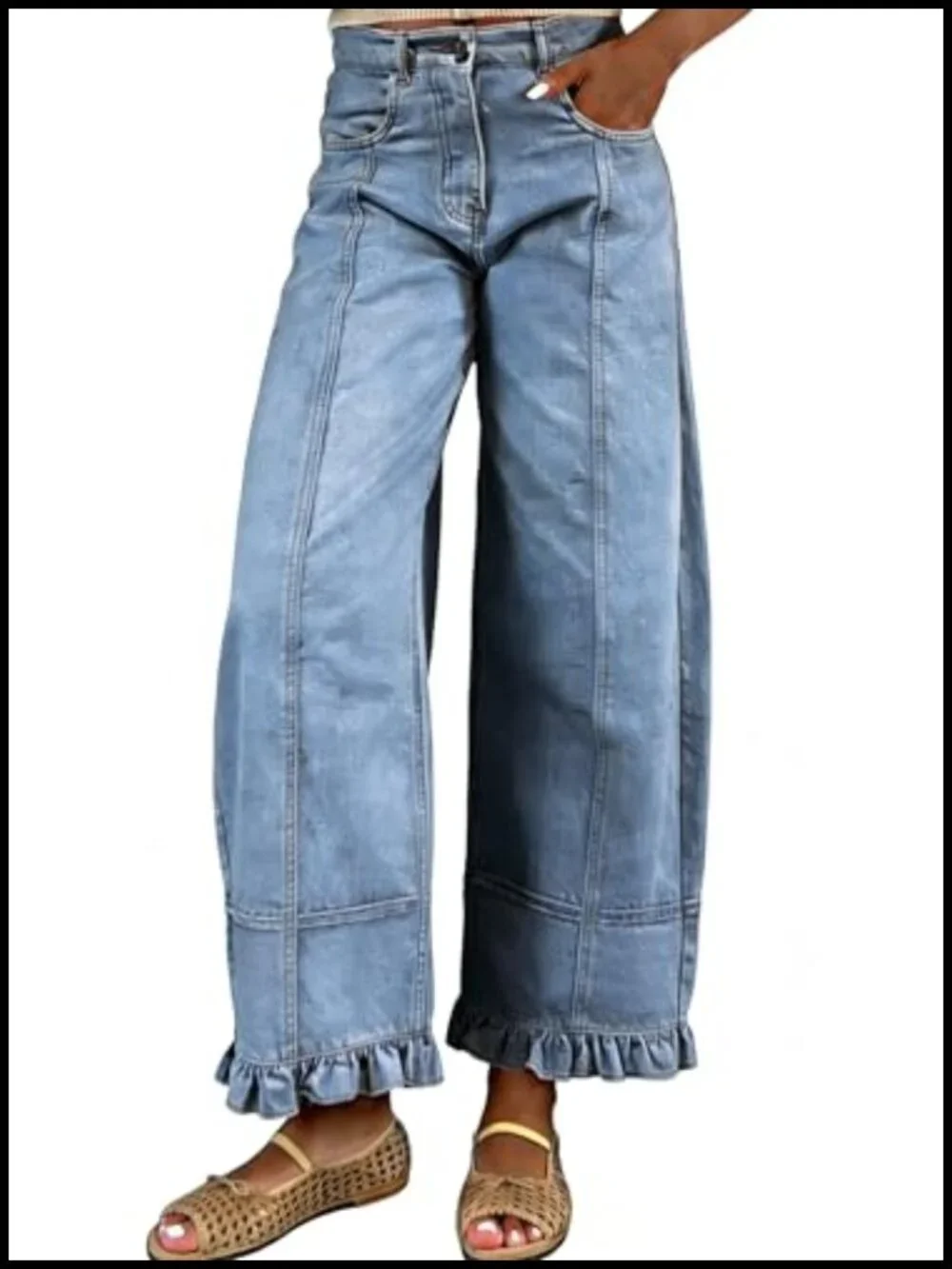 Floral Print Wide Leg Barrel Jeans Y2k Patchwork Baggy Denim